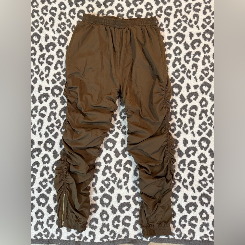 Brown Ruched Windbreaker Pants from Live Fabulously